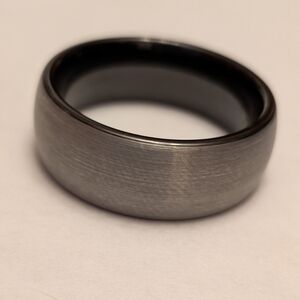 Men's Black and Silver Ring